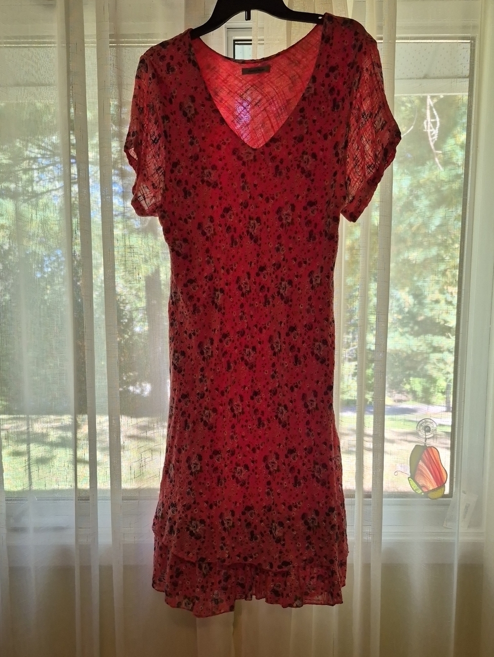 Floral V-Neck Orangish/pink Summer Dress